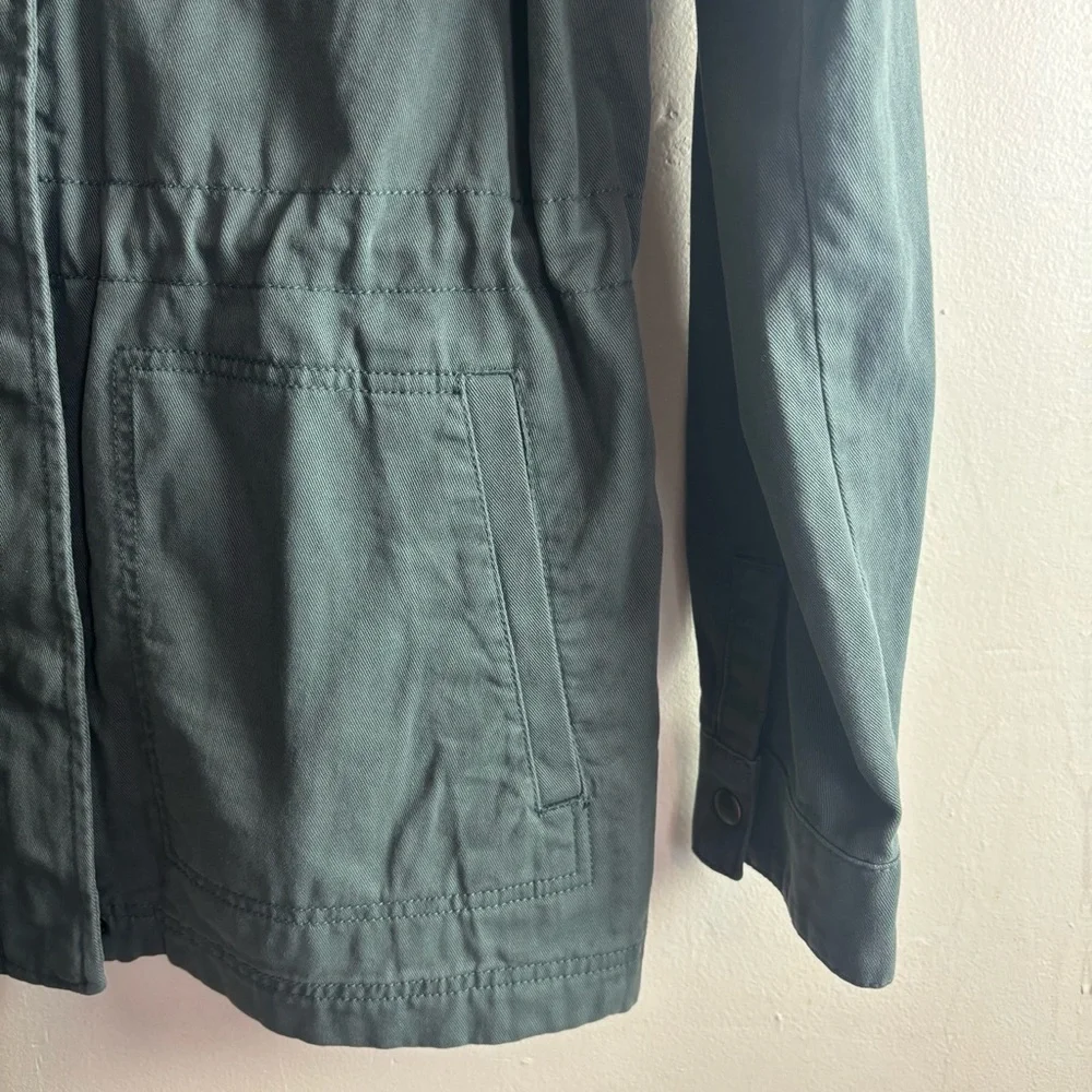 GAP Army Green Twill Snap Zip Cinch Waist Pockets Military Utility Jacket Sz M